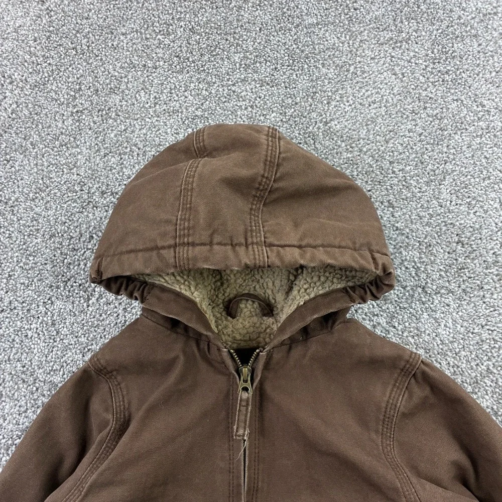 Blue Mountain Hooded Jacket Kids Toddler 4t Brown Heavy Canvas Zip Insulated